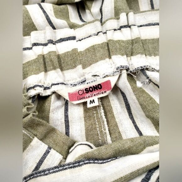 Light Jogger Cotton Pant Belt Tie Front Cuff Pant SZ Med Cisono - Picture 12 of 14